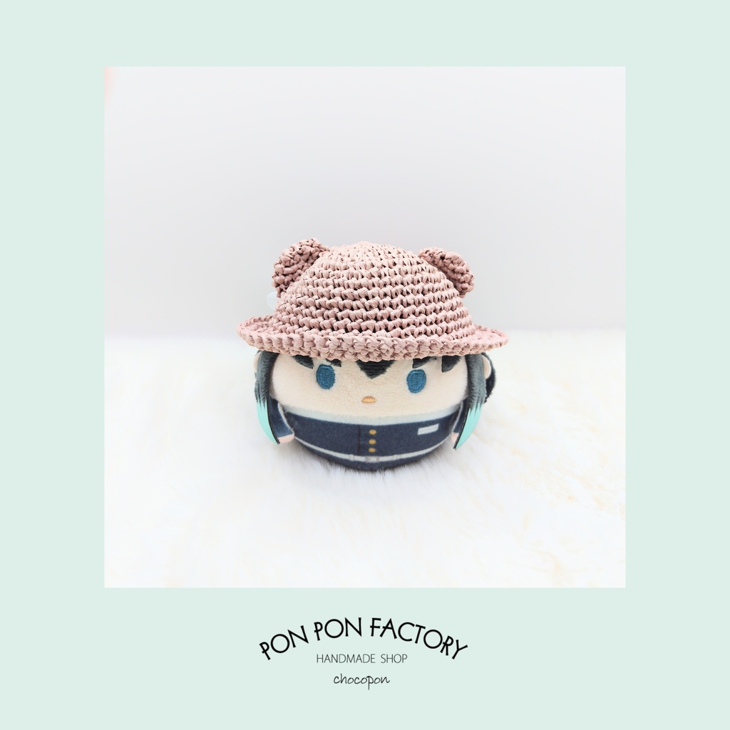 No.0013 10cmぬい 麦わら帽子(くま耳)