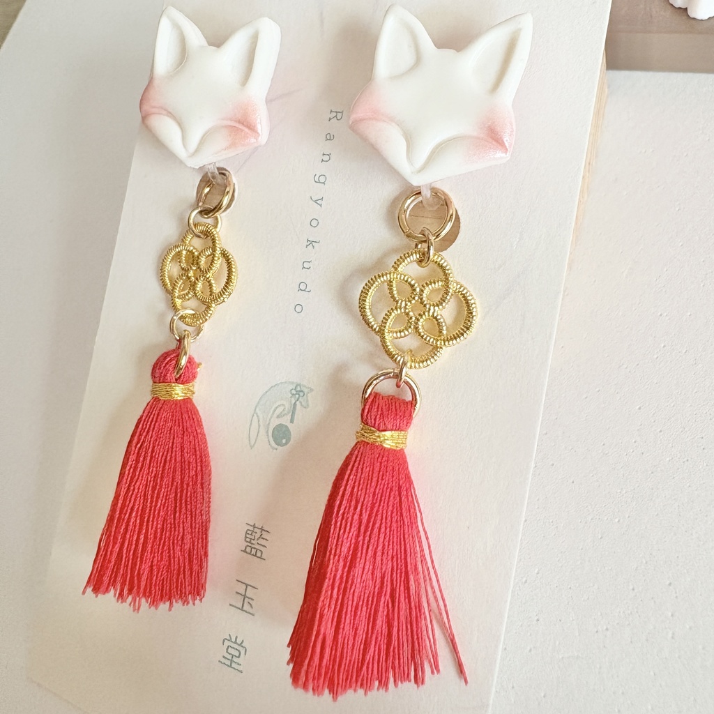 ★リニューアル✨Color.朱/狐守り-komamori-/【和風ピアス・イヤリング】