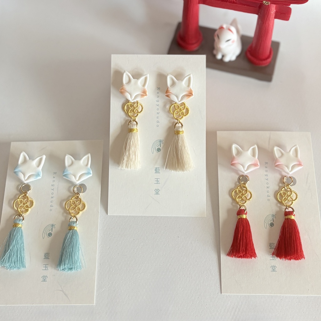 ★リニューアル✨Color.朱/狐守り-komamori-/【和風ピアス・イヤリング】