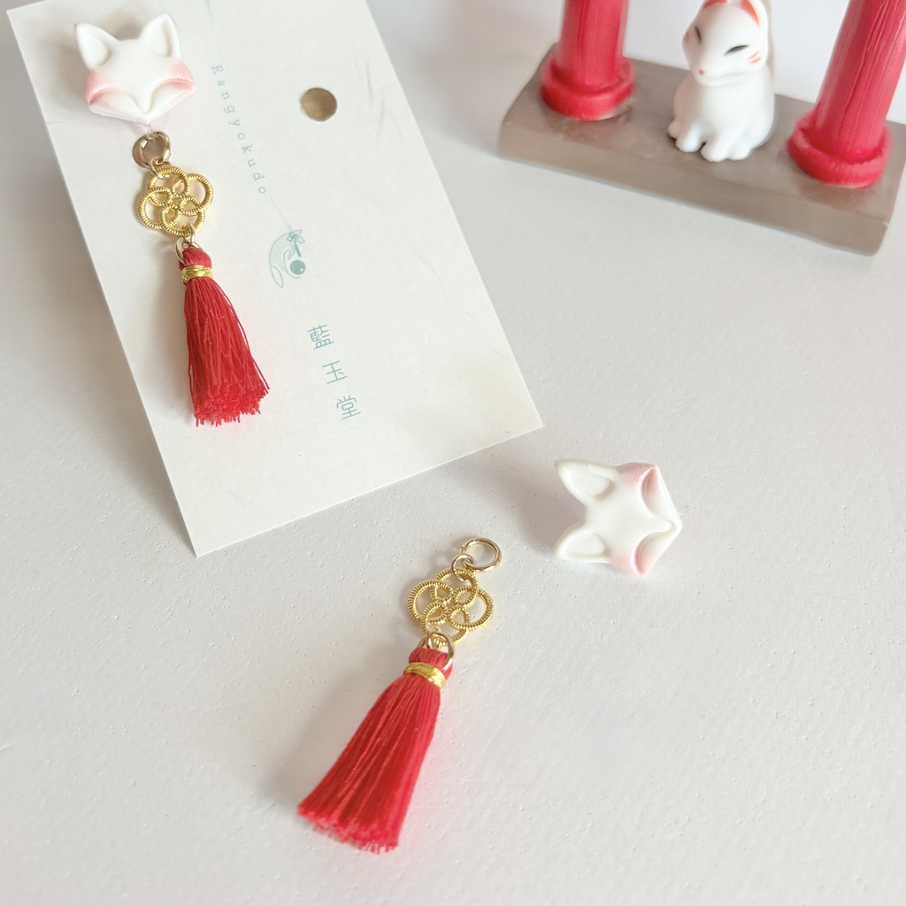 ★リニューアル✨Color.朱/狐守り-komamori-/【和風ピアス・イヤリング】