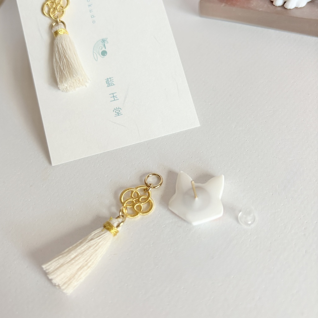 ★リニューアル✨Color.白/狐守り-komamori-/【和風ピアス・イヤリング】
