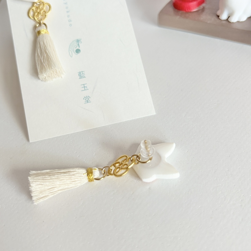 ★リニューアル✨Color.白/狐守り-komamori-/【和風ピアス・イヤリング】