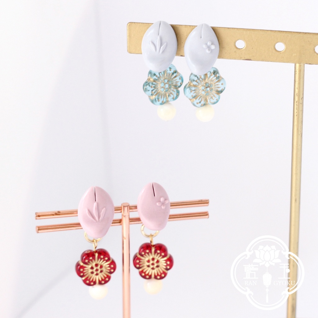 【和風ピアス・イヤリング】追加パーツが選べる和菓子なお狐様アクセサリー(撫子Ver)