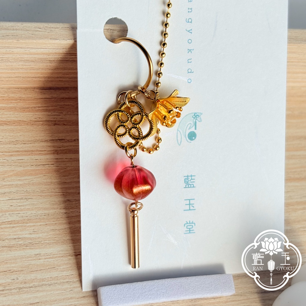 【2way】ピアス(イヤリング)+イヤーカフset.氷のお狐様:透明