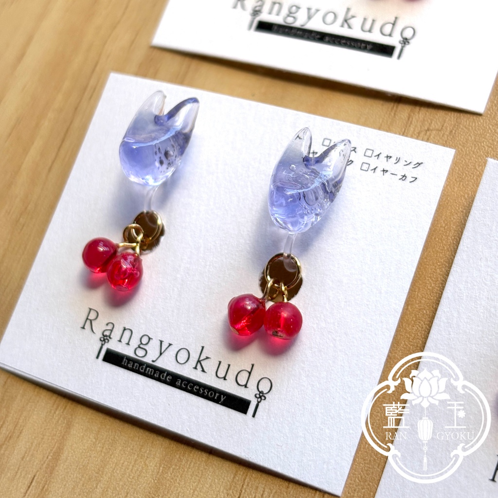 メロンソーダなお狐様4カラー*サクランボ取り外せる2way【ピアス変更可】