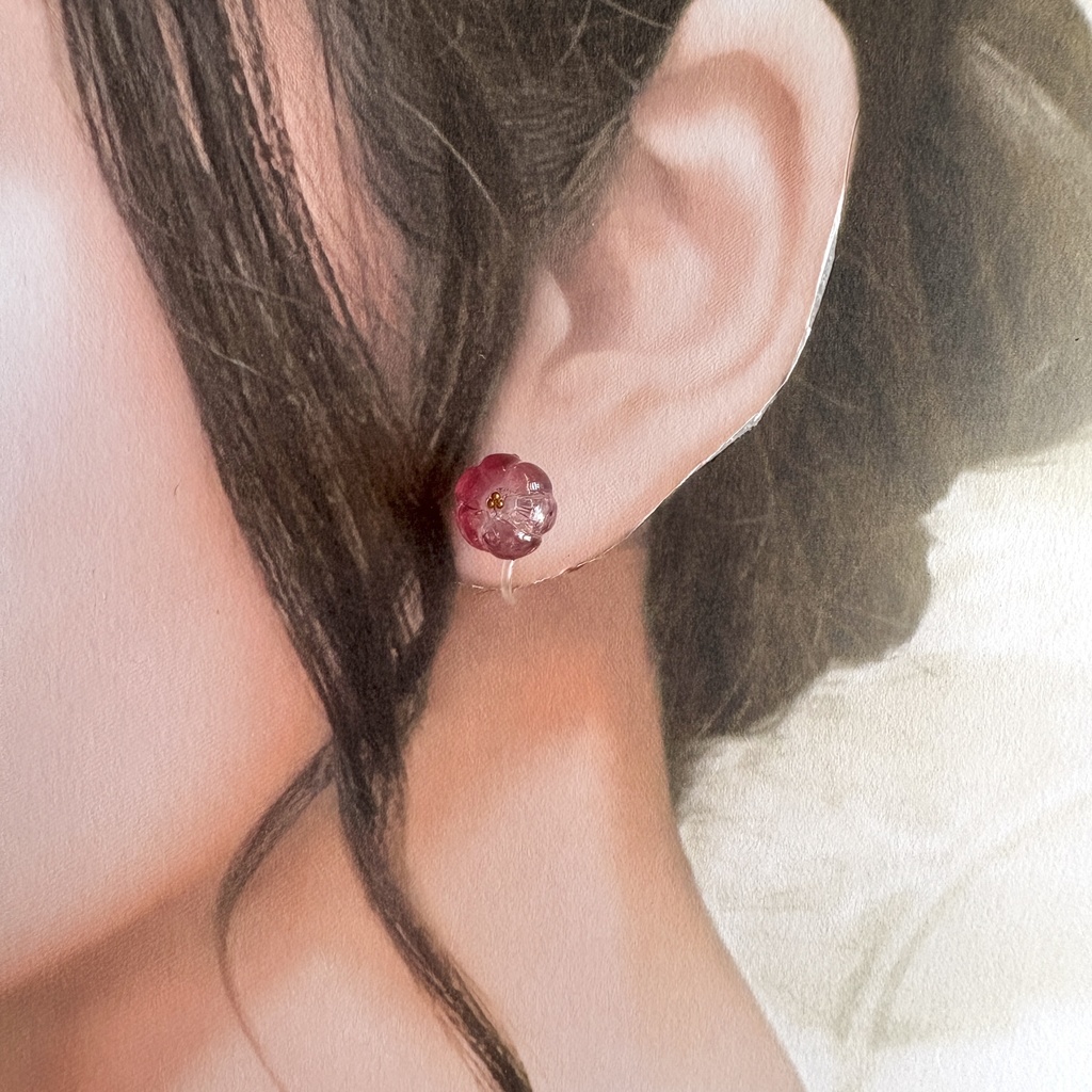 紫陽花色の1粒耳飾り/ピアス⇔イヤリングOK