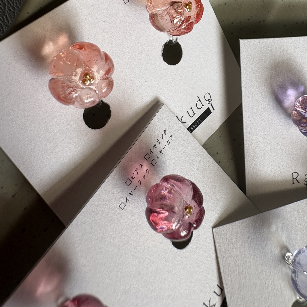 紫陽花色の1粒耳飾り/ピアス⇔イヤリングOK