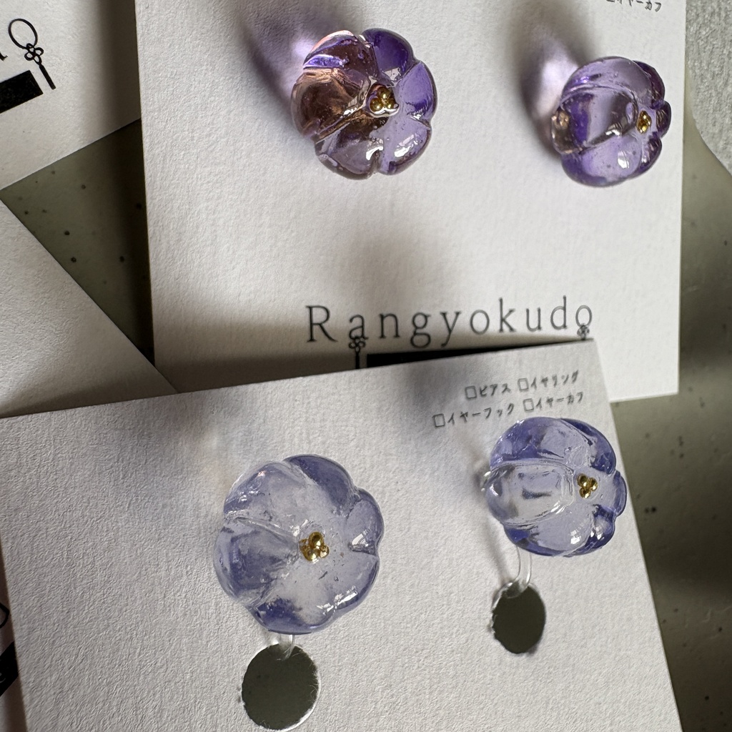 紫陽花色の1粒耳飾り/ピアス⇔イヤリングOK