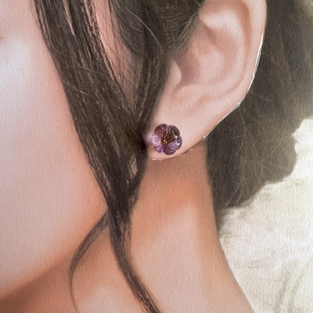 紫陽花色の1粒耳飾り/ピアス⇔イヤリングOK