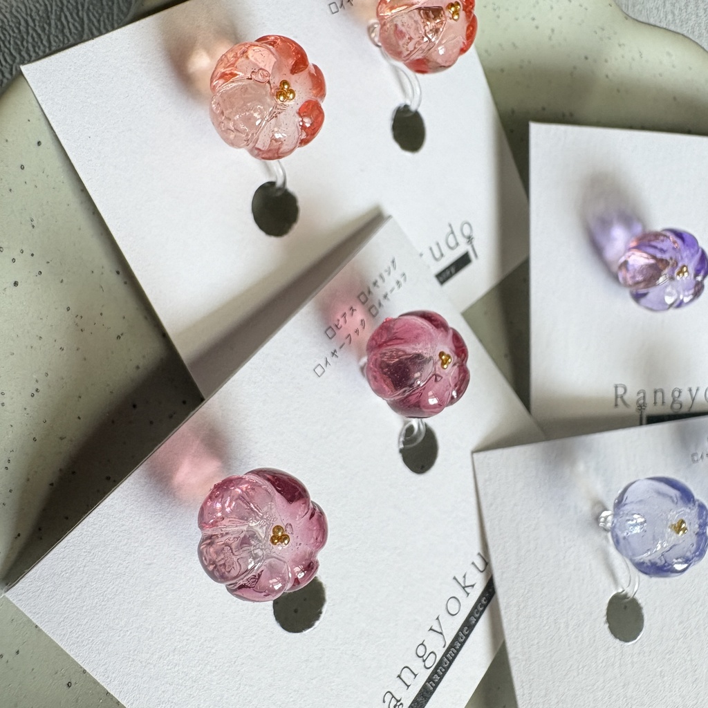 紫陽花色の1粒耳飾り/ピアス⇔イヤリングOK