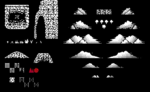 【2Dゲーム素材】白黒ドット絵背景素材!2D game asset!