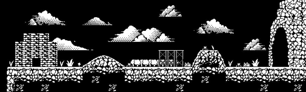 【2Dゲーム素材】白黒ドット絵背景素材!2D game asset!