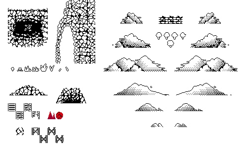 【2Dゲーム素材】白黒ドット絵背景素材!2D game asset!