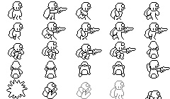 【2Dゲーム素材】白黒ドット絵キャラクター&UIアニメーション素材!2D game CharacterAnimation&UI asset!