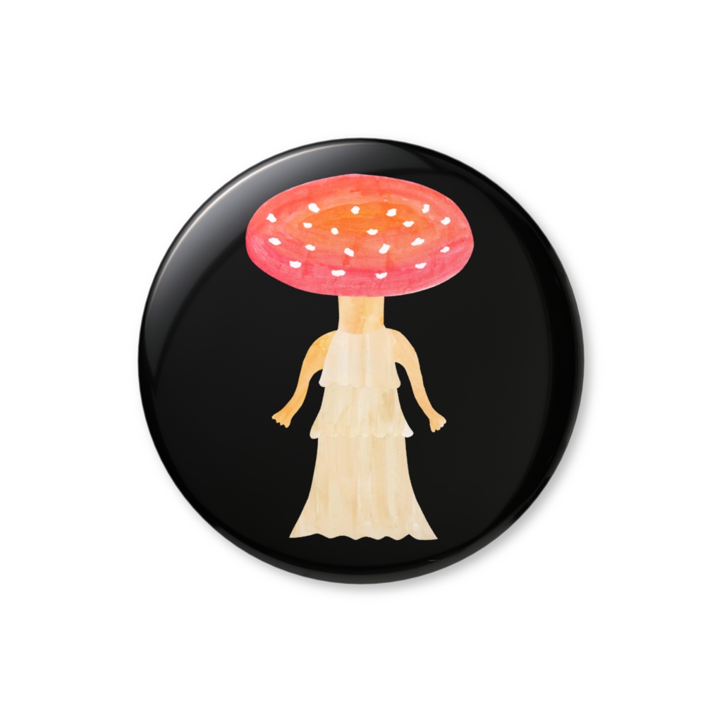 ベニクイーンタケ 缶バッジ