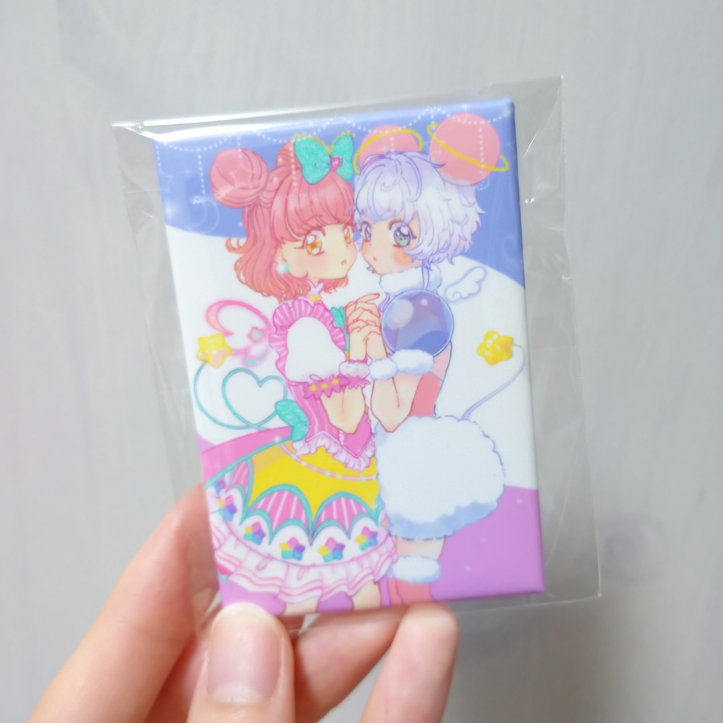 ﾌﾜﾁｬﾝ&キラッCHU スクエア缶バッジ