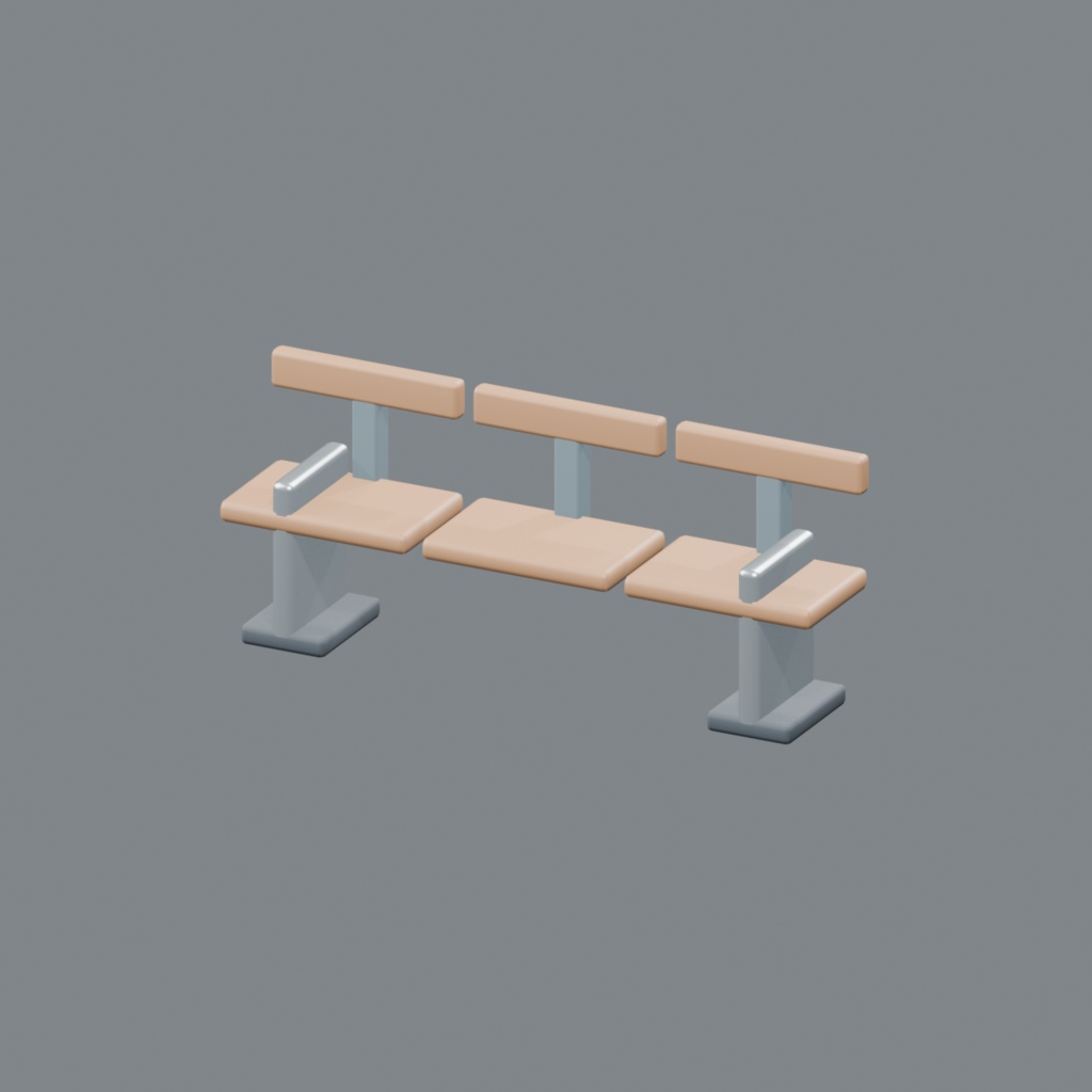 駅ホーム小物3D素材 12点セット|軽量GLB・Blender