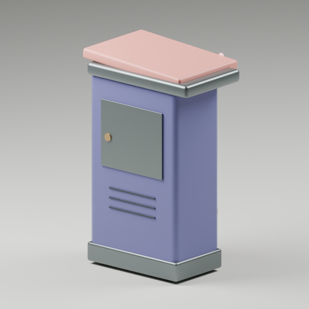 路地裏の少し変わった無人販売機3点|雨傘・本・カプセル GLB/Blender