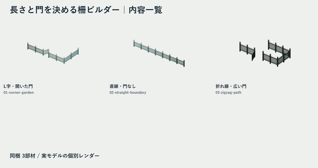 長さと門を決める柵ビルダー|Blender Python+完成例3種