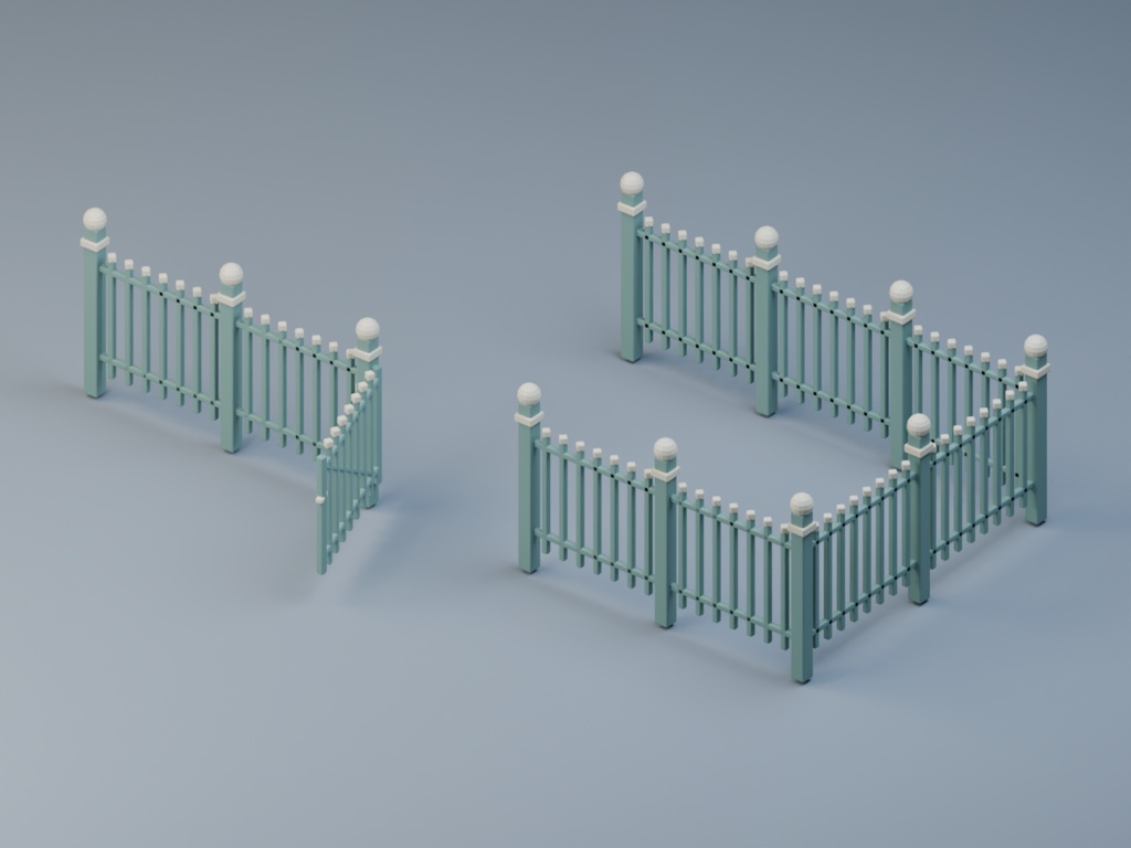 長さと門を決める柵ビルダー|Blender Python+完成例3種