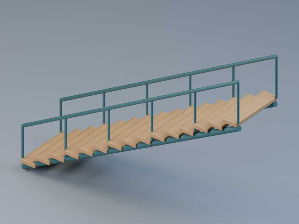 階高から組む階段ビルダー|直線・左折・右折のBlender Python