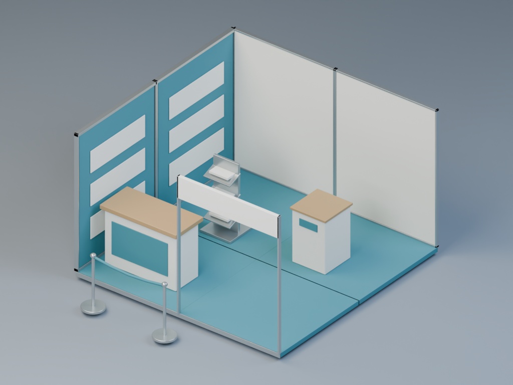 小さな展示会場の組立部材|Blender・GLBの8組