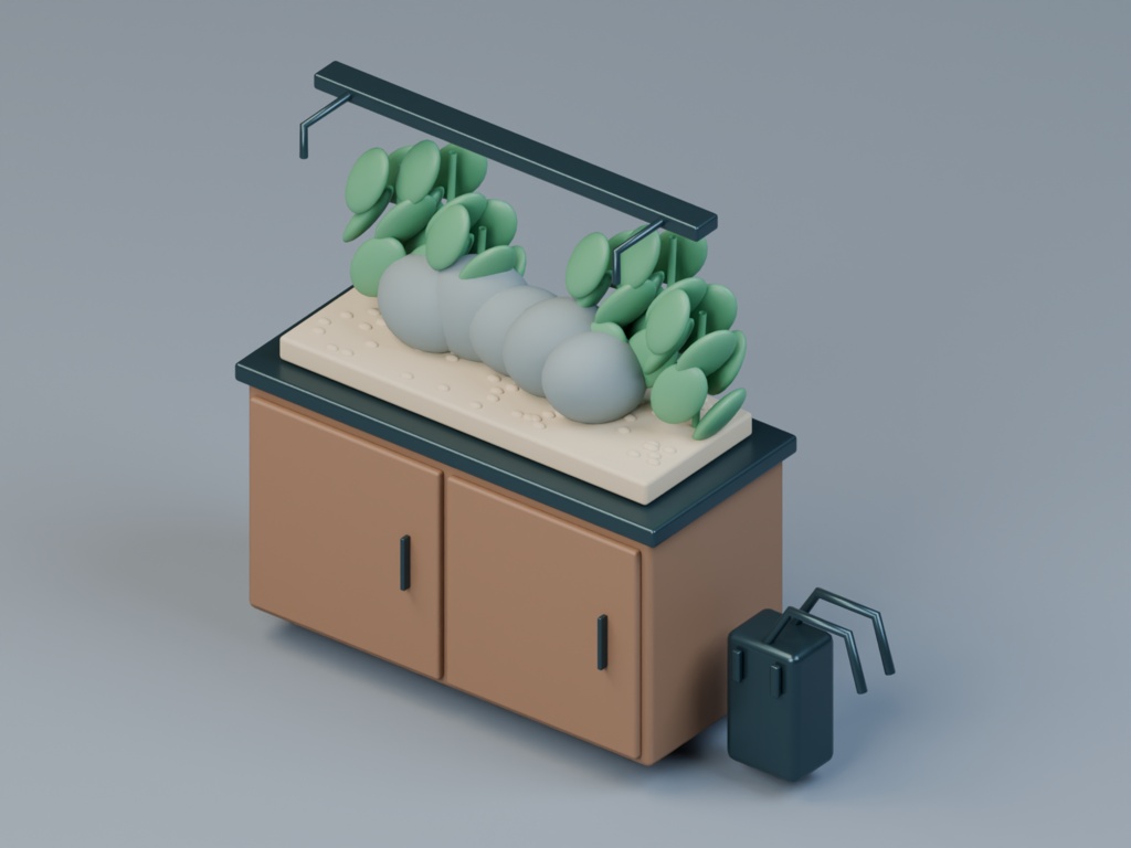 部屋のアクアリウム展示|Blender・GLBの8組