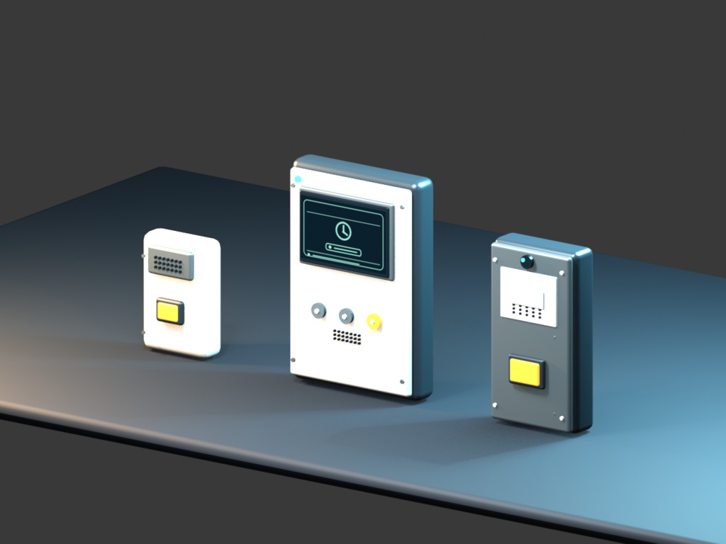 EntrySignal|玄関モニター3形状&5状態プレビュー Blender 5.1