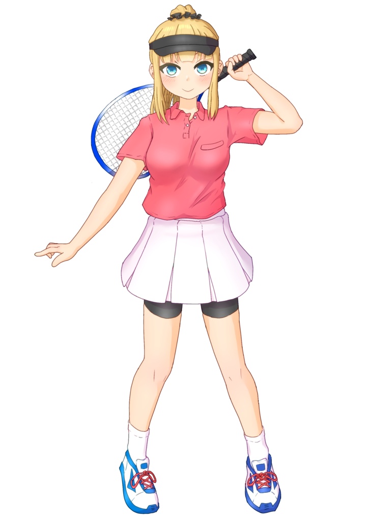 【立ち絵販売】金髪ポニーテールのテニスウェア女子 表情差分あり