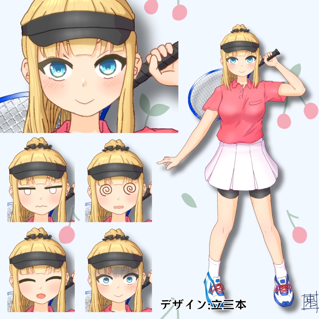 【立ち絵販売】金髪ポニーテールのテニスウェア女子　表情差分あり