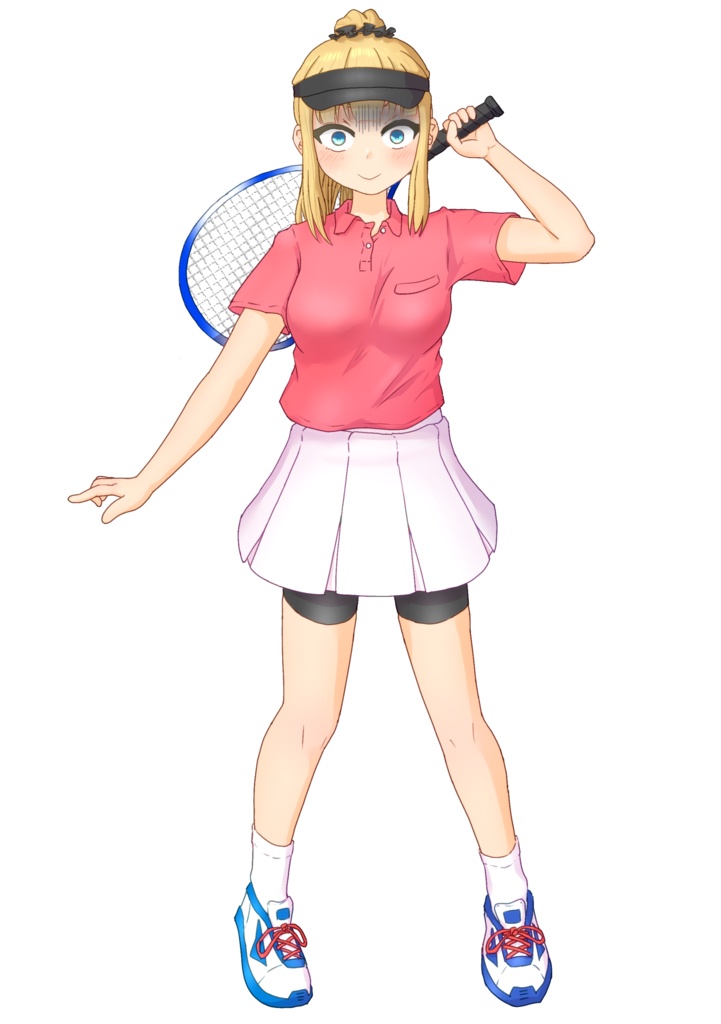 【立ち絵販売】金髪ポニーテールのテニスウェア女子 表情差分あり