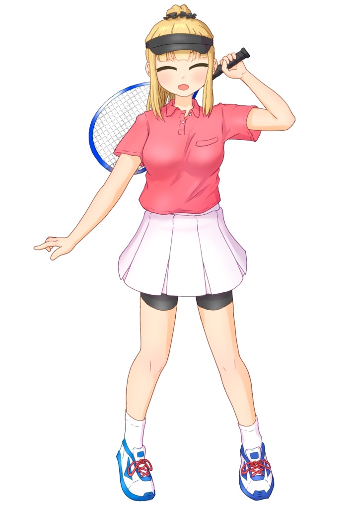 【立ち絵販売】金髪ポニーテールのテニスウェア女子 表情差分あり