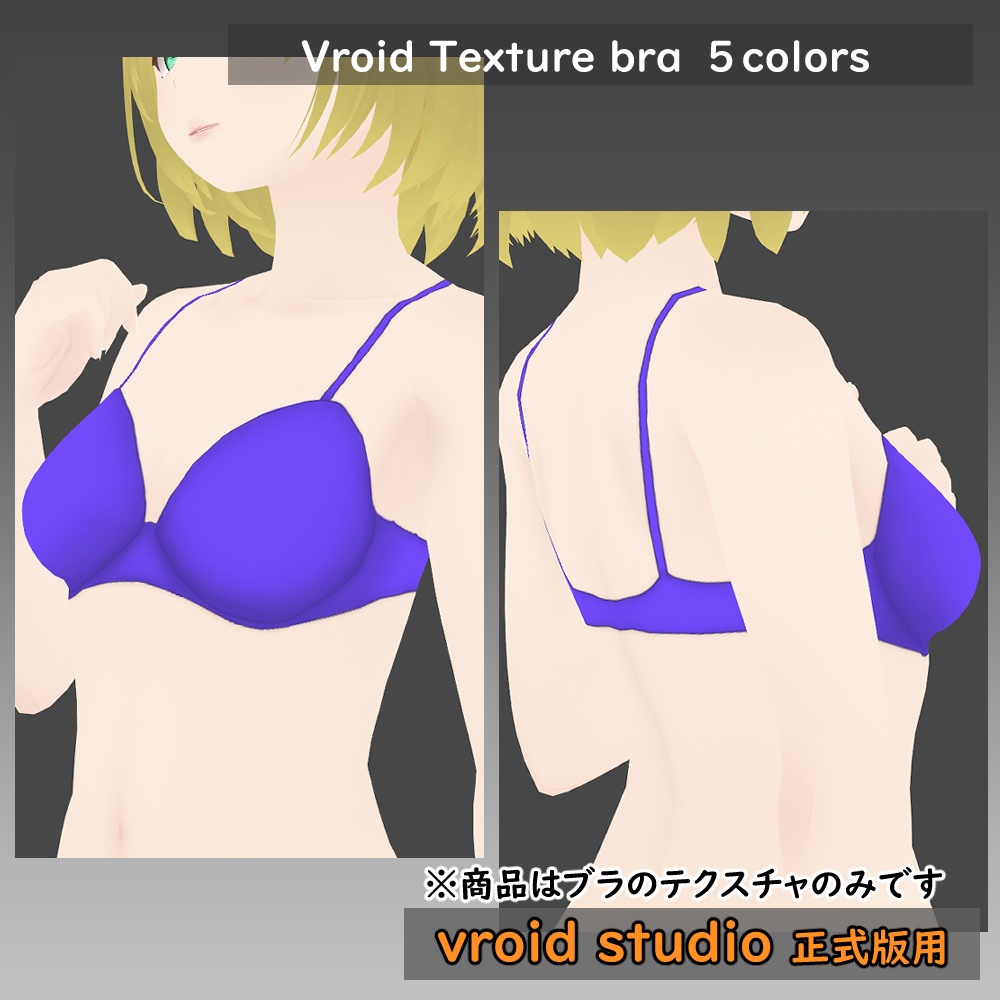 【VRoid用】ランジェリー シンプルブラ テクスチャ5色セット
