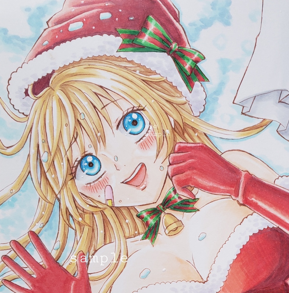 手描きイラスト　オリジナル　創作　原画【あわてんぼうのサンタさん】クリスマス