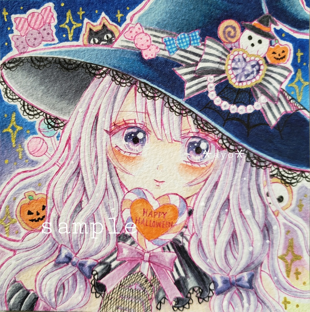 ネット販売 【予約】手描きイラスト 魔女のクリームソーダ ハロウィン