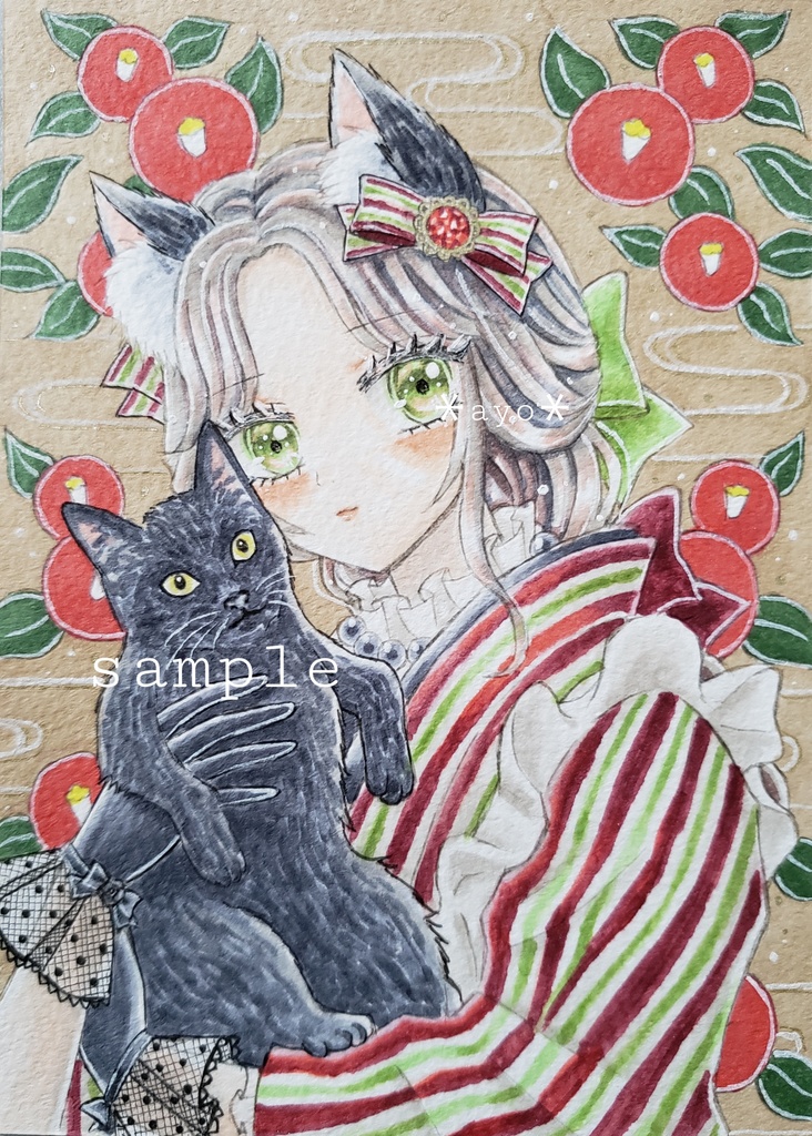 手描きイラスト オリジナル 創作 原画 『愛しの君』