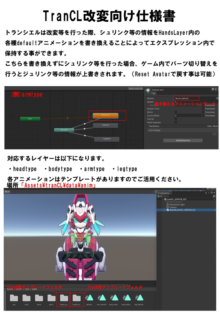 TranCL(トランシエル) 2in1ルックカスタムロボアバター 【オリジナル3Dモデル】