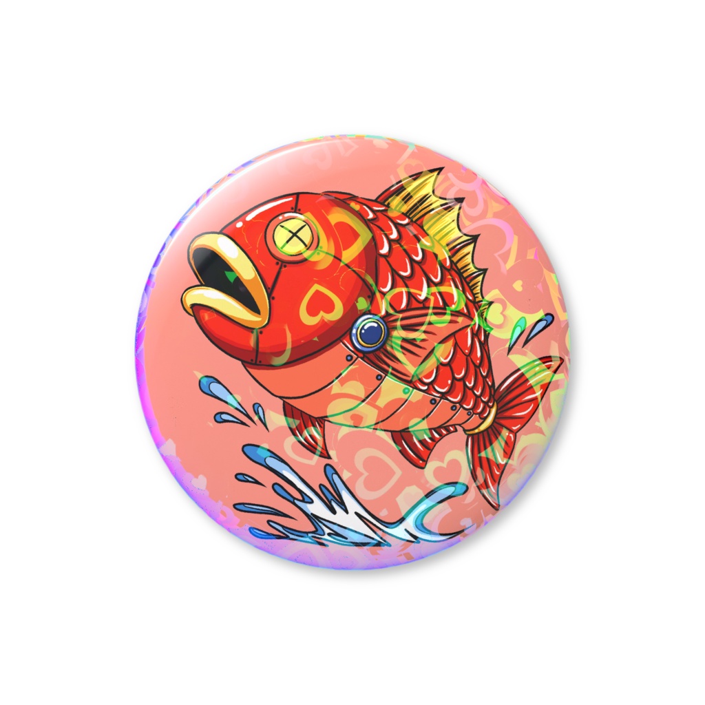 試作品 メカ金目鯛 ホログラム缶バッジ