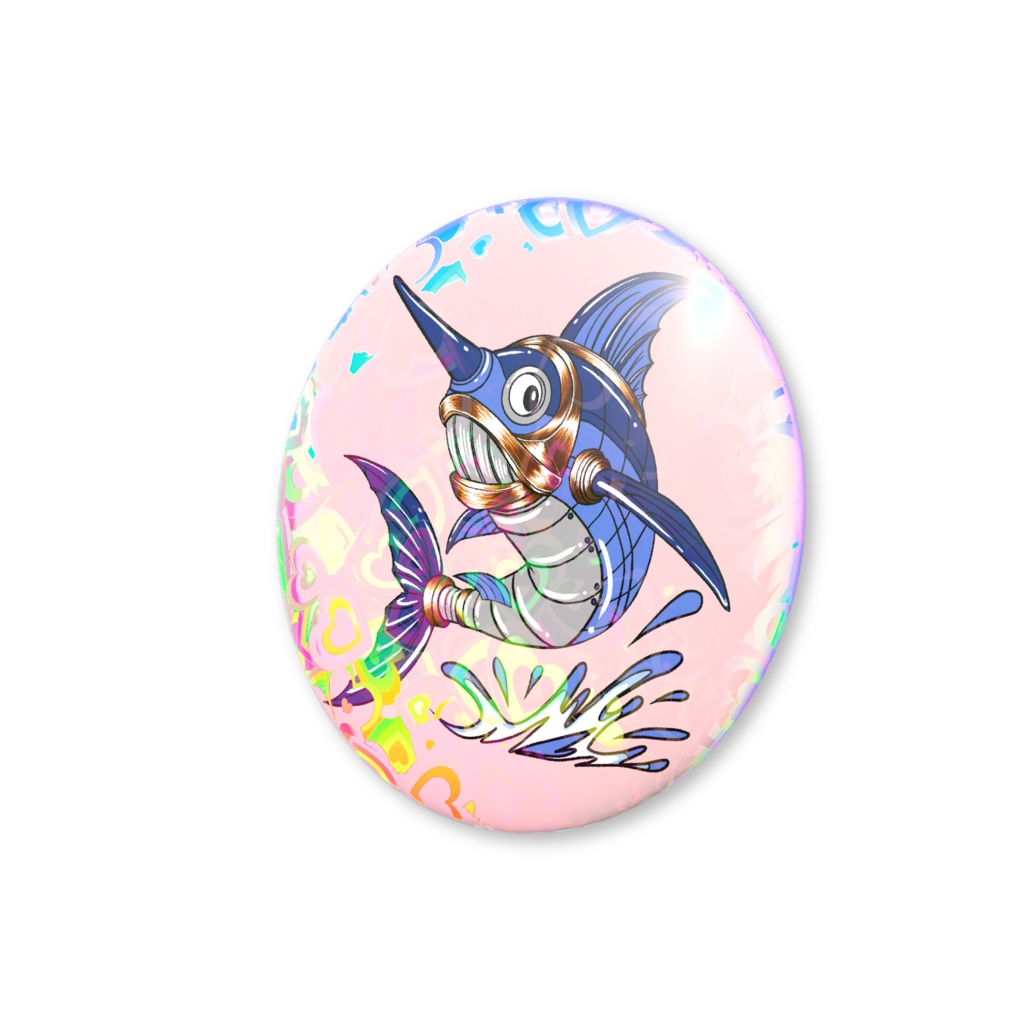 試作品 メカメカジキ ホログラム缶バッジ2