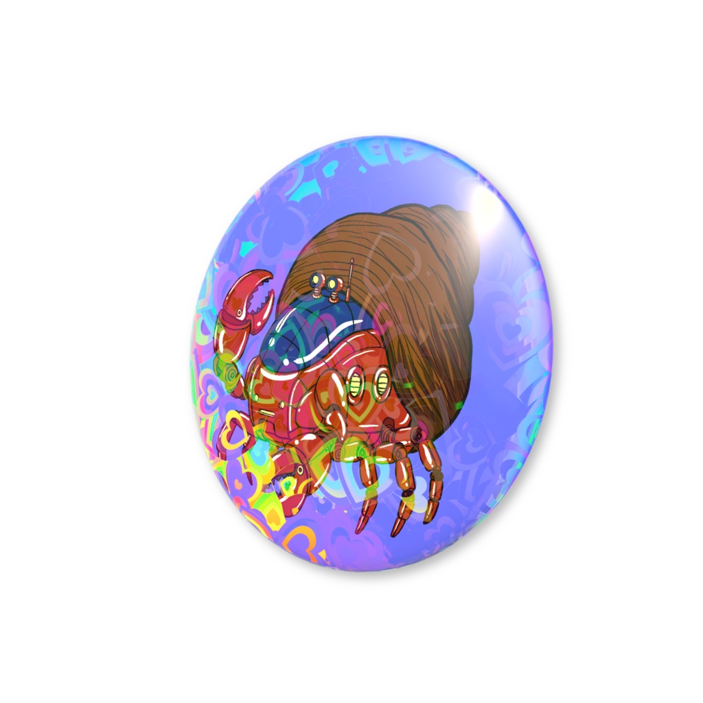 試作品 メカヤドカリ ホログラム缶バッジ1