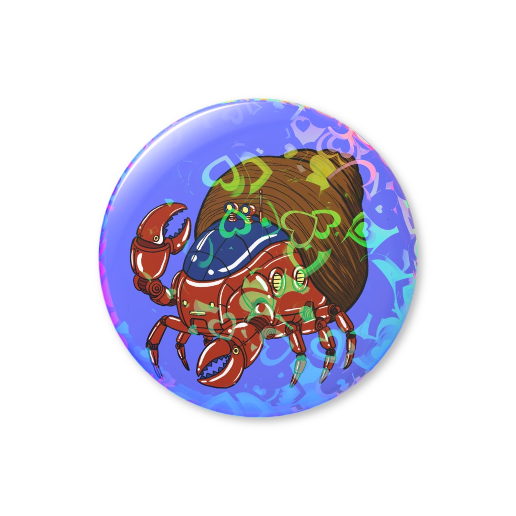 試作品 メカヤドカリ ホログラム缶バッジ1