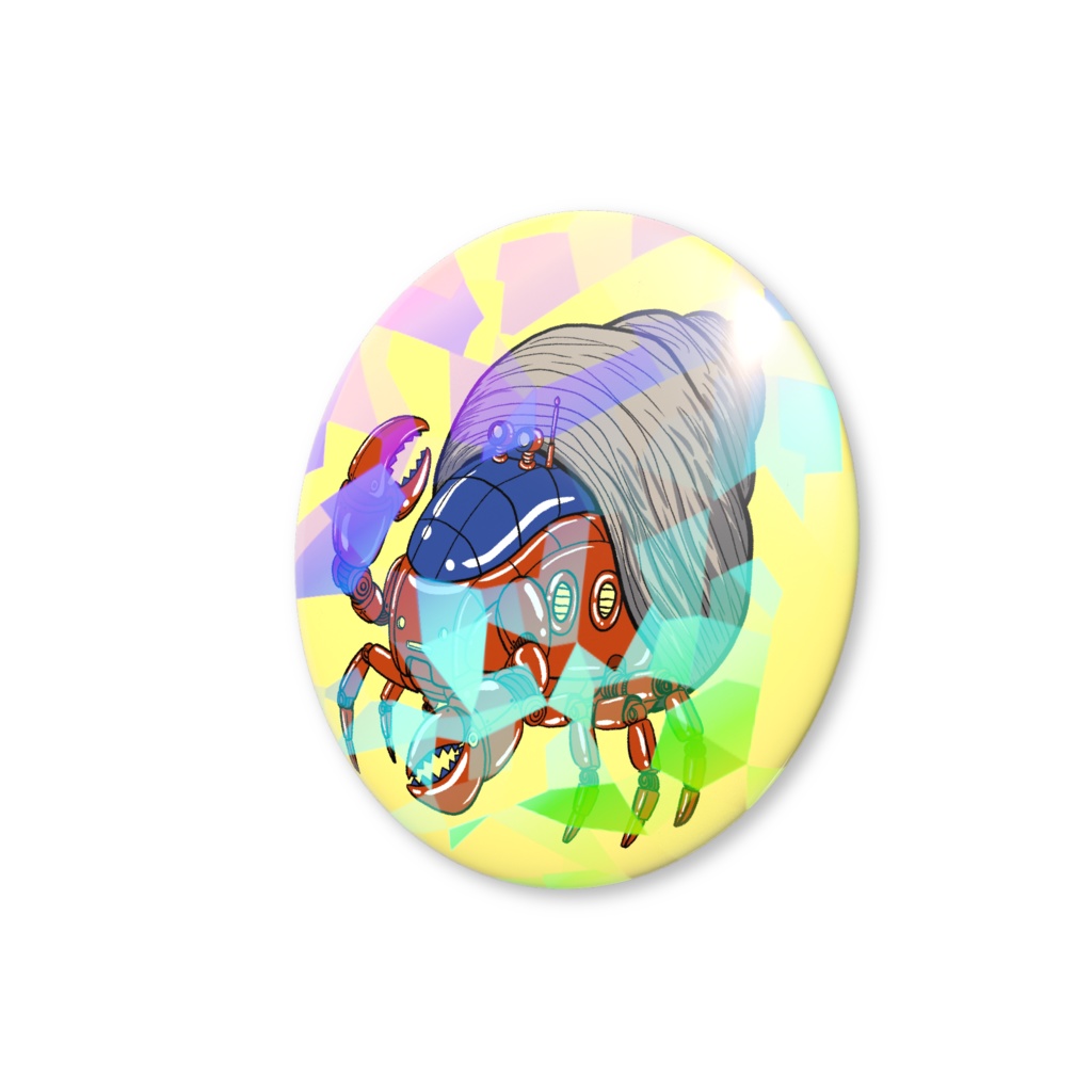 試作品 メカヤドカリ ホログラム缶バッジ2