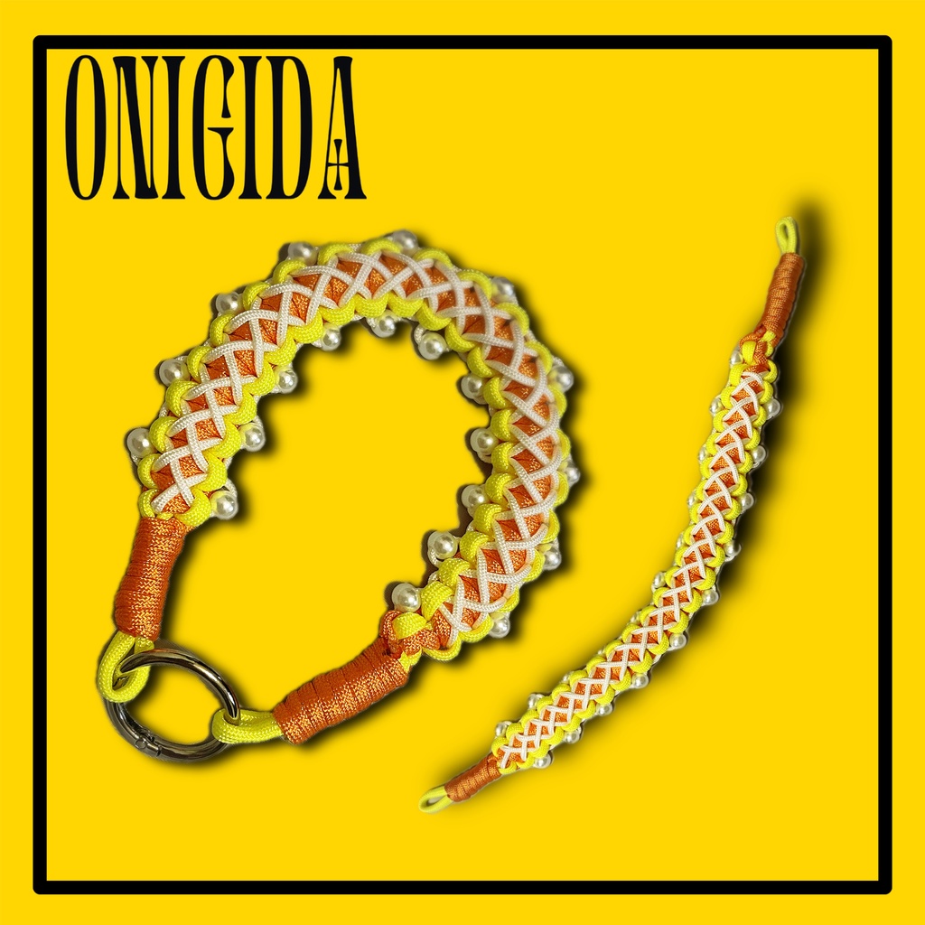 【ONIGIDA】ハンドメイド パラコード ハンドストラップ（猫チャーム、スマホホルダー付き）