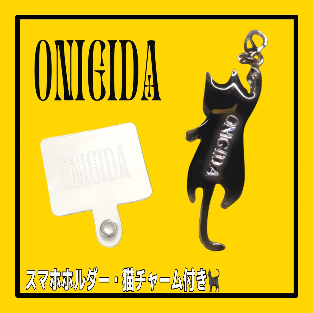 【ONIGIDA】ハンドメイド パラコード ハンドストラップ(猫チャーム、スマホホルダー付き)