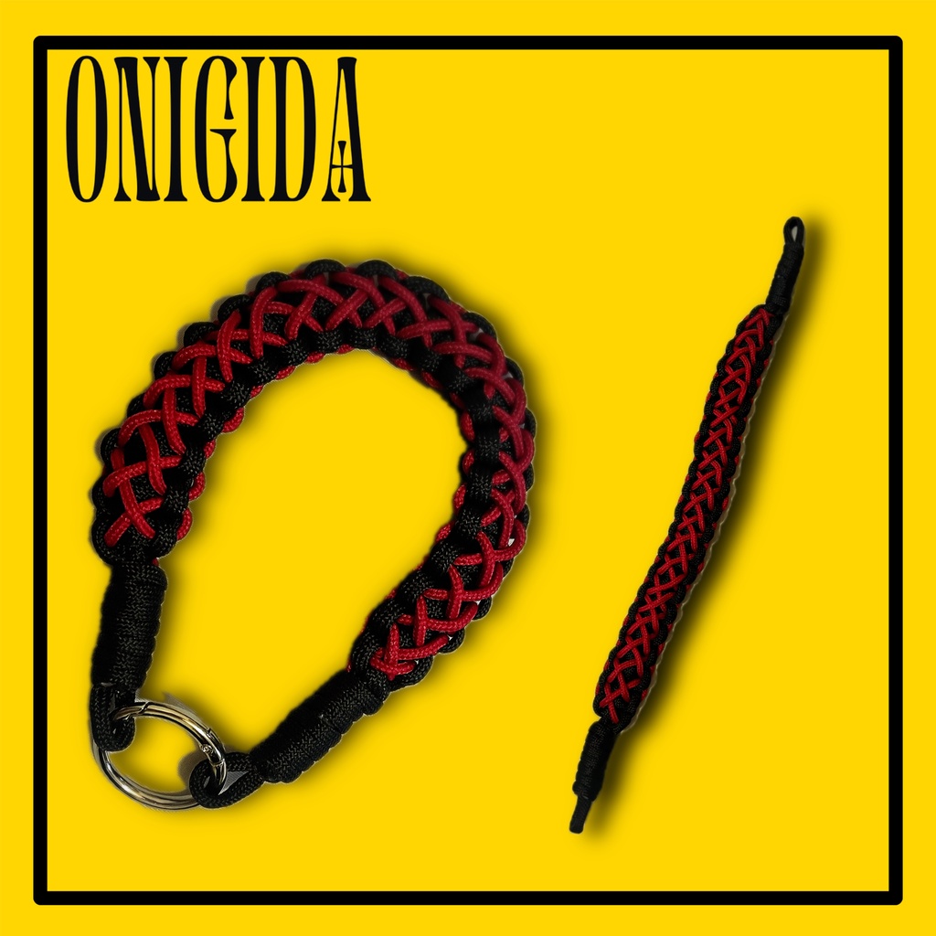 【ONIGIDA】ハンドメイド パラコード ハンドストラップ(猫チャーム、スマホホルダー付き)