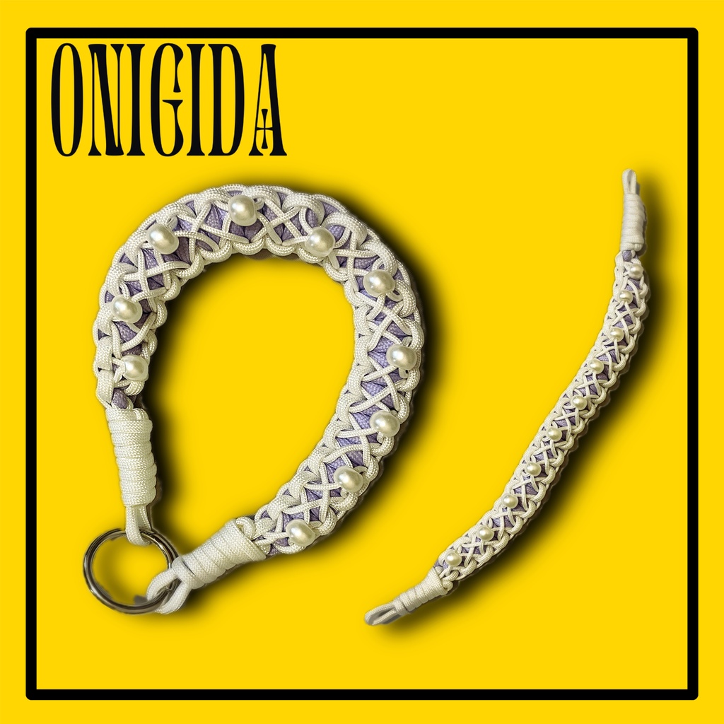 【ONIGIDA】ハンドメイド パラコード ハンドストラップ(猫チャーム、スマホホルダー付き)