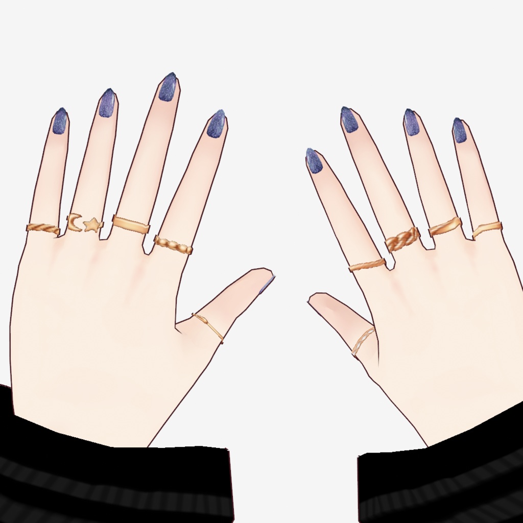 【無料/Free】VRoid用シンプルな指輪 10種類3色(.png/.vroidcustomitem/.xwear)