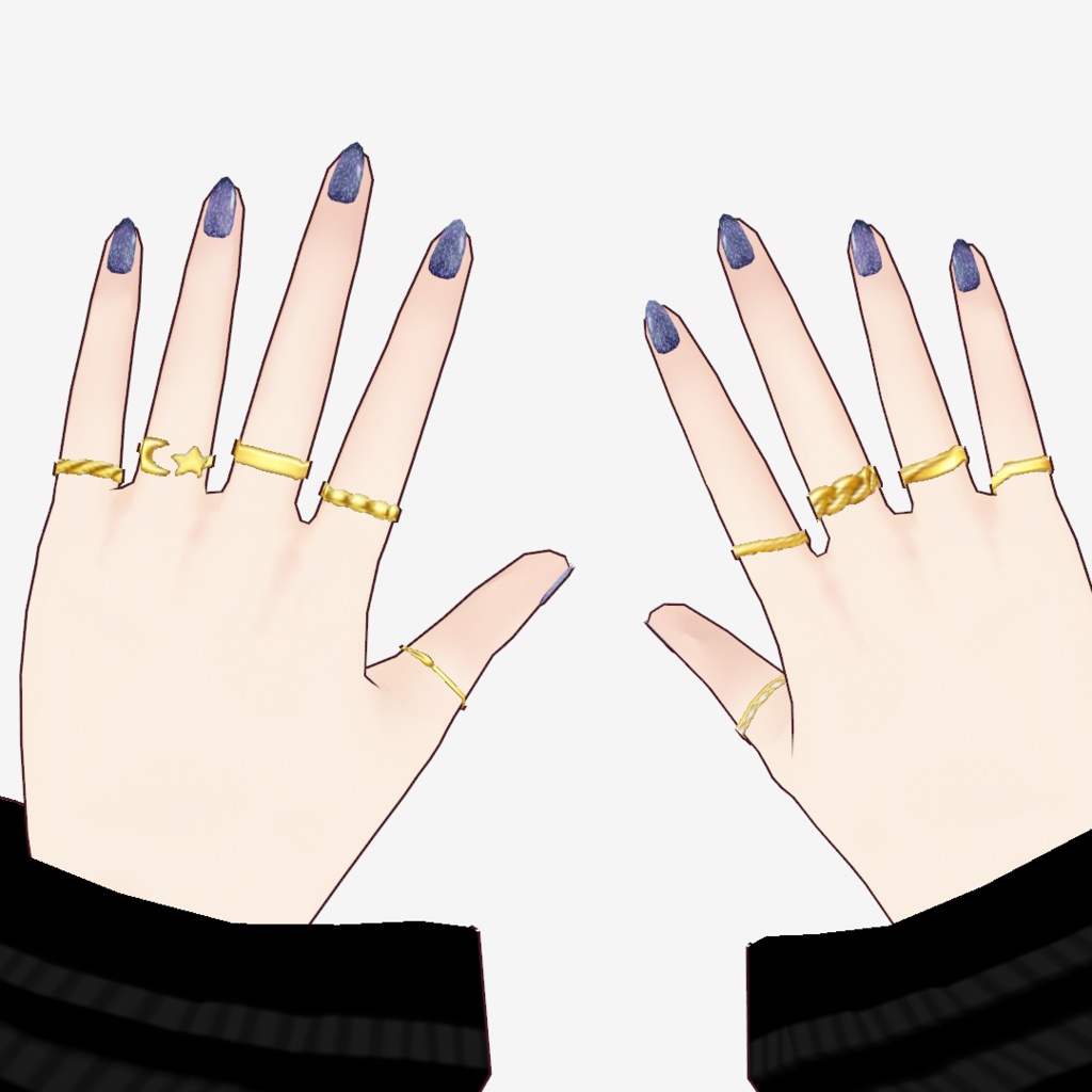 【無料/Free】VRoid用シンプルな指輪 10種類3色(.png/.vroidcustomitem/.xwear)