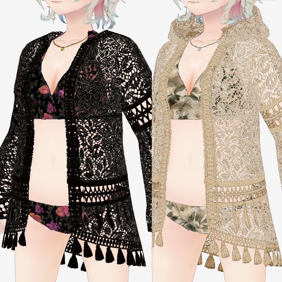 【無料/Free】VRoid用水着用レースラッシュガード2色（vroidcustomitem）