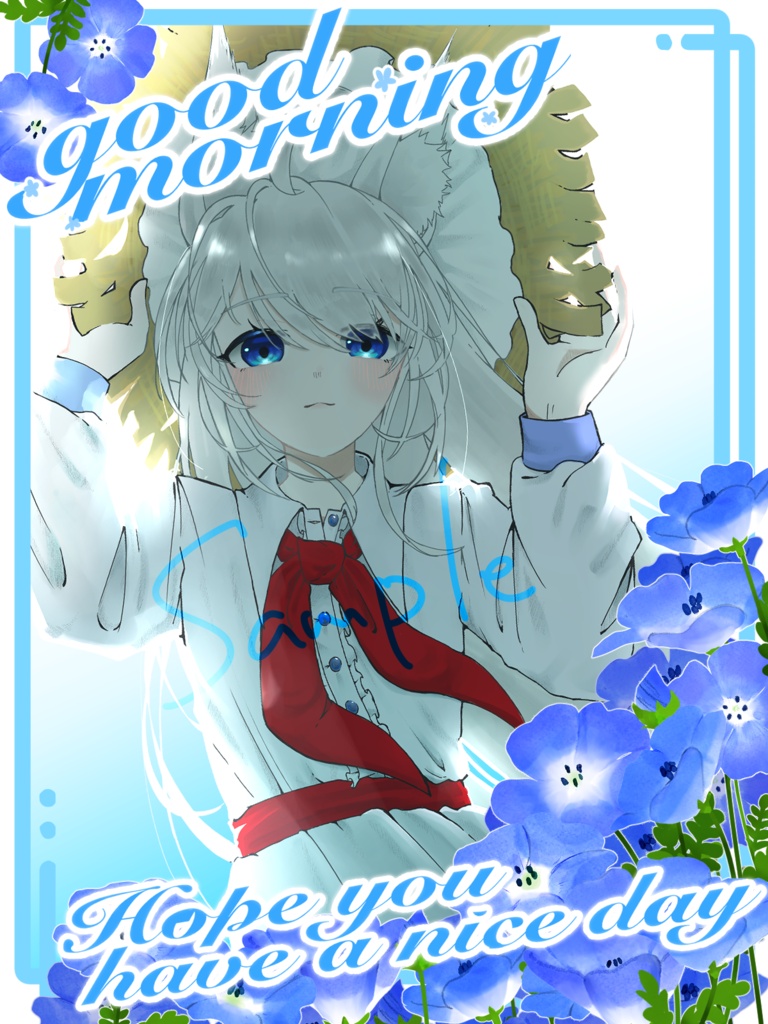 【FREE】ネモフィラフレームのおはようVtuber素材